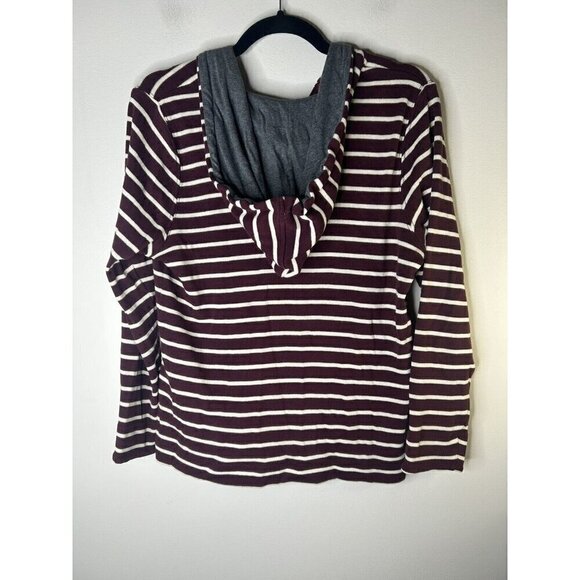 L.L. Bean Zip-up Jacket Maroon White Striped Women’s Vintage Size Medium Petite - Picture 10 of 12